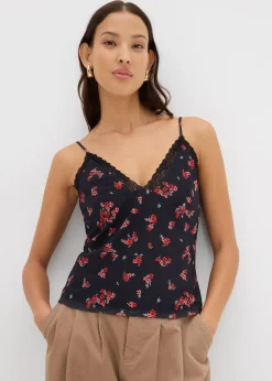 Top en mesh à fines bretelles