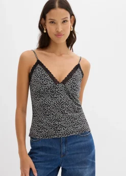 Top en mesh à fines bretelles