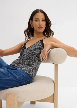 Top en mesh à fines bretelles