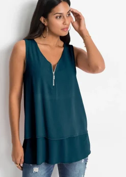 Top en viscose à encolure zippée