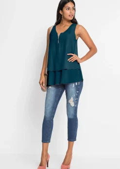 Top en viscose à encolure zippée