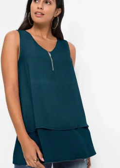 Top en viscose à encolure zippée