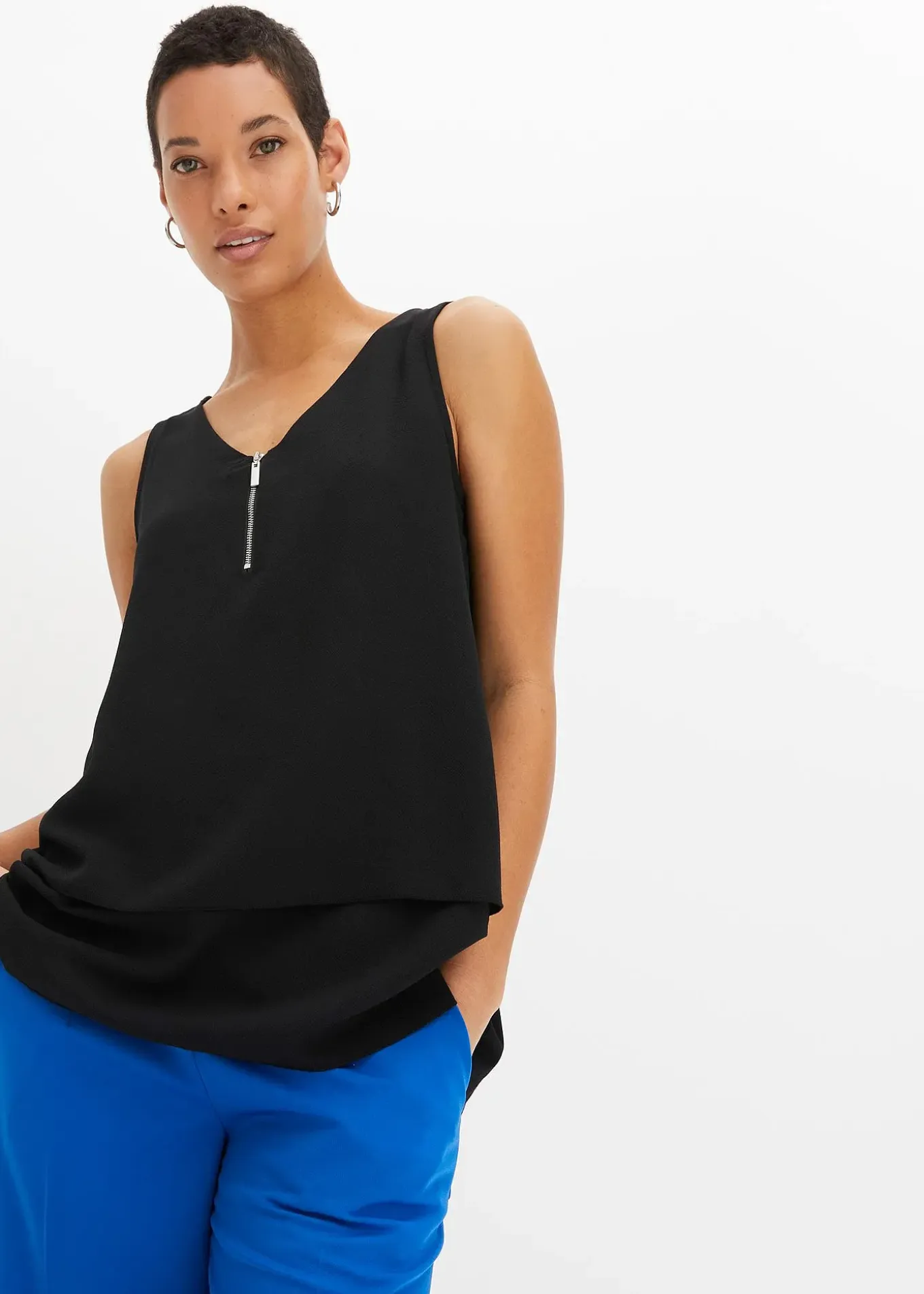 Top en viscose à encolure zippée