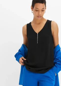 Top en viscose à encolure zippée