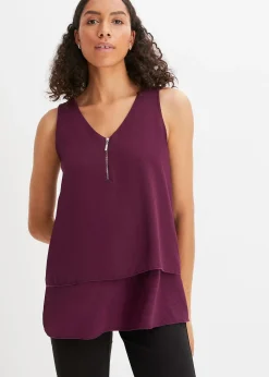 Top en viscose à encolure zippée