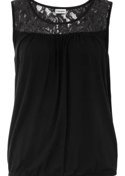 Top en viscose extensible et dentelle