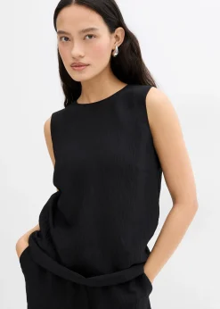 Top en viscose mélangée, effet froissé