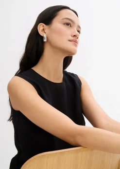 Top en viscose mélangée, effet froissé