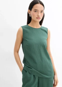 Top en viscose mélangée, effet froissé