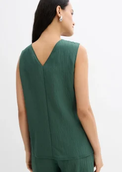 Top en viscose mélangée, effet froissé