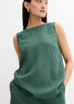Top en viscose mélangée, effet froissé