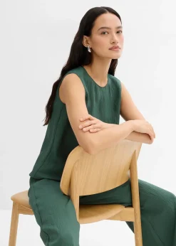 Top en viscose mélangée, effet froissé