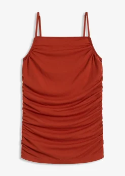 Top froncé à fines bretelles