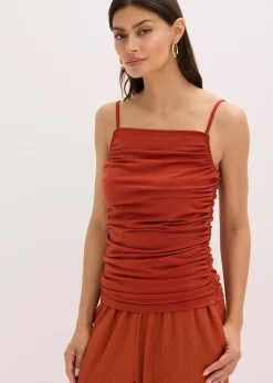 Top froncé à fines bretelles