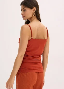 Top froncé à fines bretelles