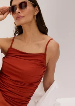 Top froncé à fines bretelles