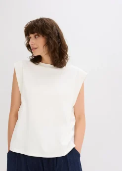 Top oversize avec mancherons en bord-côte