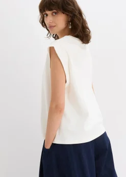 Top oversize avec mancherons en bord-côte
