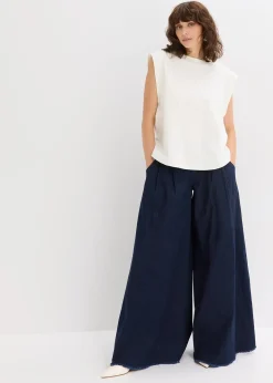 Top oversize avec mancherons en bord-côte