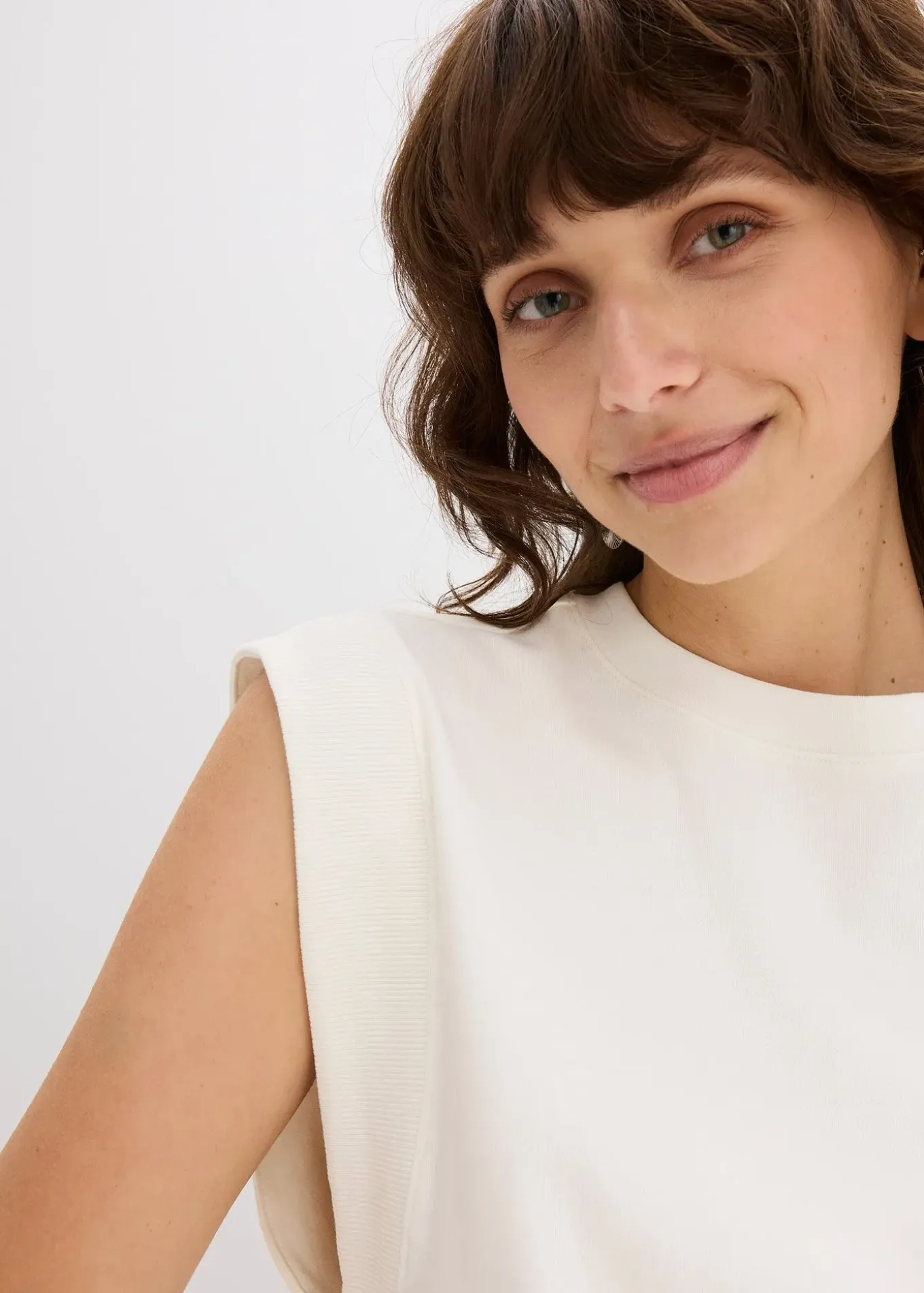 Top oversize avec mancherons en bord-côte