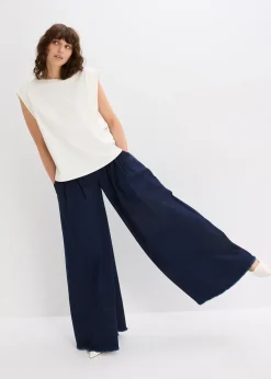 Top oversize avec mancherons en bord-côte