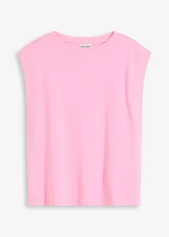 Top oversize avec mancherons en bord-côte