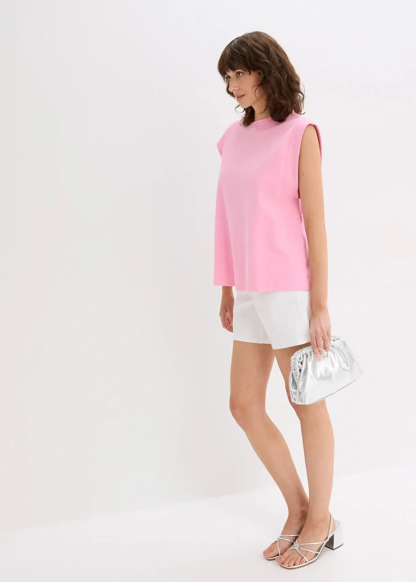 Top oversize avec mancherons en bord-côte