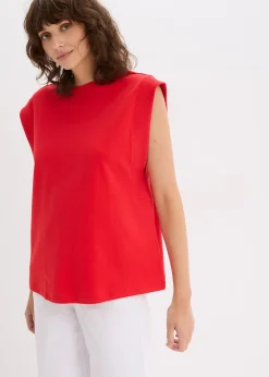 Top oversize avec mancherons en bord-côte