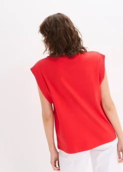 Top oversize avec mancherons en bord-côte