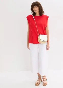 Top oversize avec mancherons en bord-côte