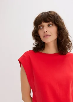 Top oversize avec mancherons en bord-côte