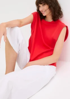 Top oversize avec mancherons en bord-côte