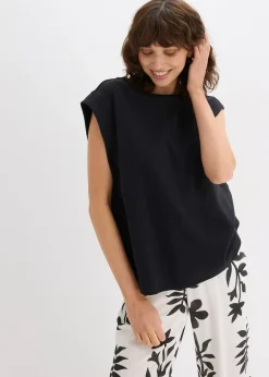 Top oversize avec mancherons en bord-côte