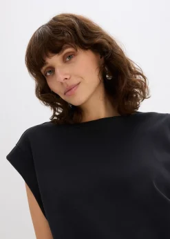 Top oversize avec mancherons en bord-côte
