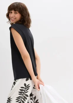 Top oversize avec mancherons en bord-côte