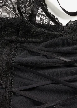 Top porte-jarretelles et string ouvert (ens. 2 pces)