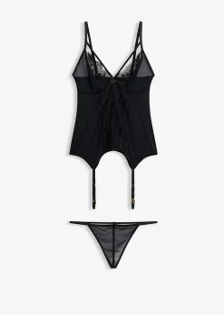 Top porte-jarretelles et string (ens. 2 pces)