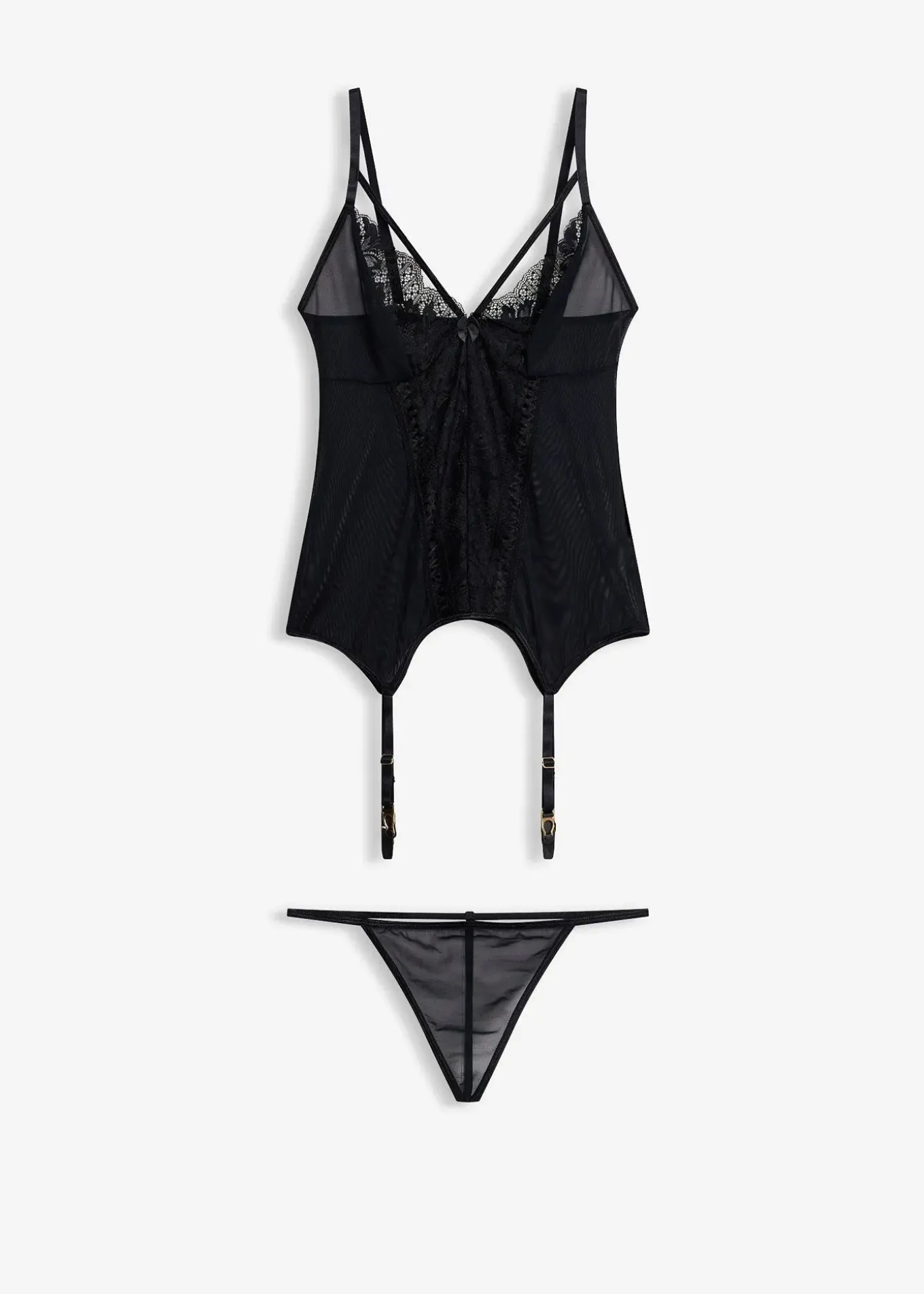 Top porte-jarretelles et string (ens. 2 pces)