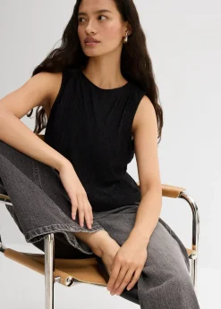 Top sans manches aspect froissé