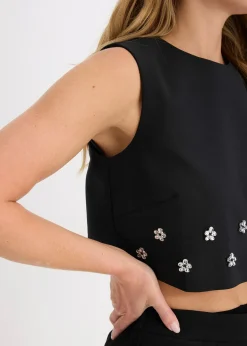 Top sans manches en coton mélangé