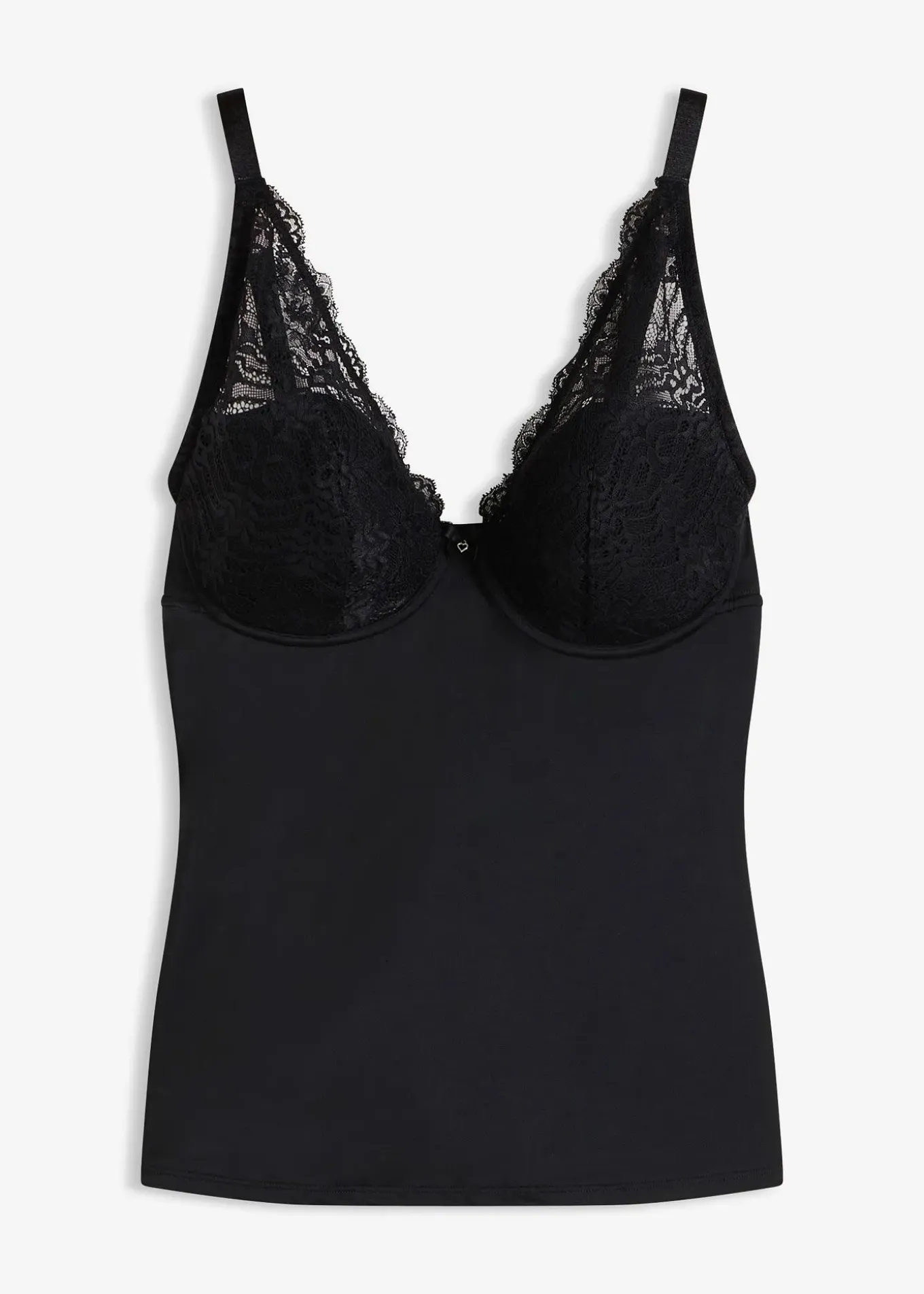 Top soutien-gorge sculptant à coques et dentelle, maintien modéré