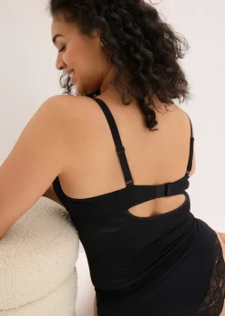 Top soutien-gorge sculptant à coques et dentelle, maintien modéré