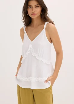 Top volanté à fines bretelles