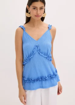 Top volanté à fines bretelles