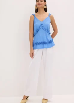 Top volanté à fines bretelles