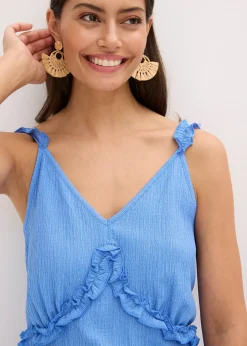 Top volanté à fines bretelles