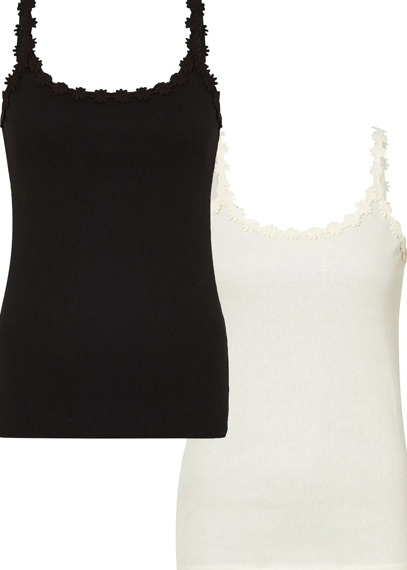 Tops côtelés avec bordure dentelle