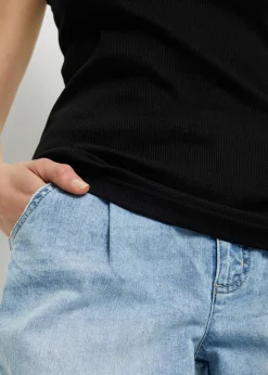 Tops côtelés avec bordure dentelle