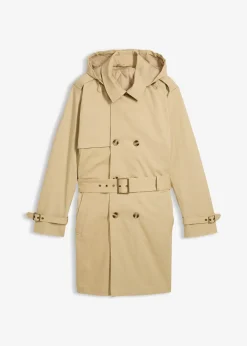 Trench-coat déperlant avec capuche amovible