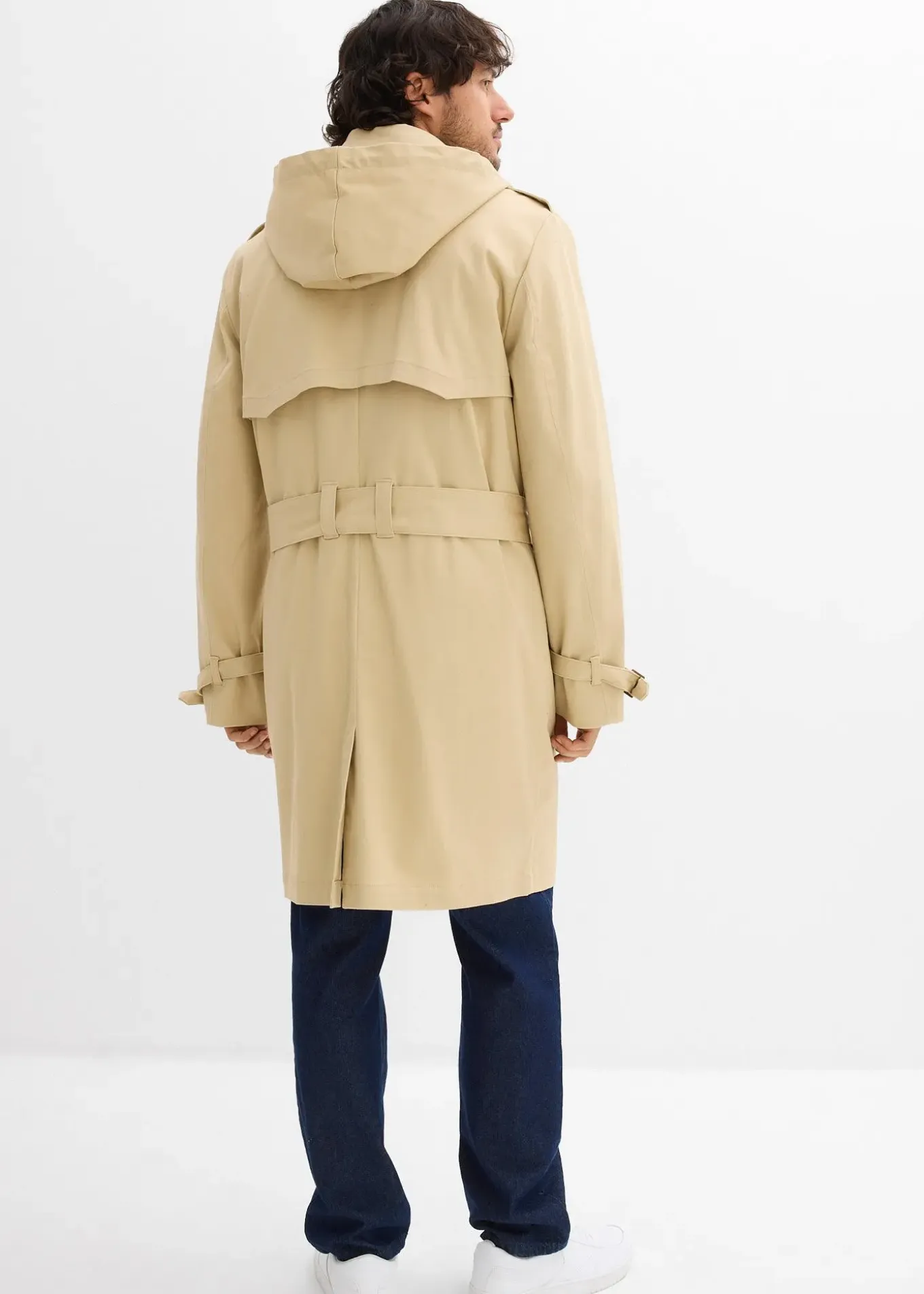 Trench-coat déperlant avec capuche amovible